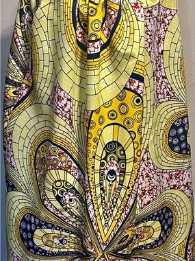 Bold Yellow & Navy Abstract Print Maxi Skirt